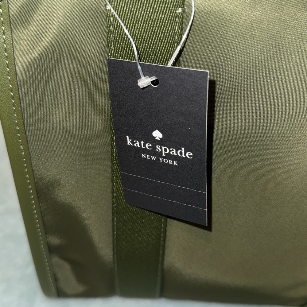 kate spade Green Small Structured Tote with Webbing Details - Picture 8 of 14